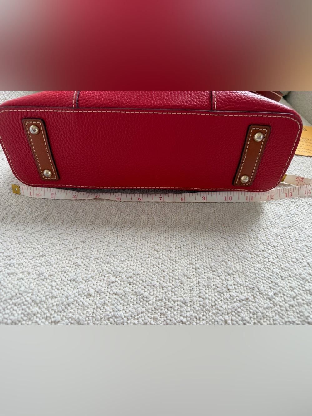Dooley & Bourke Red Pebbled Leather Shoulder Tote with Brown Trim - Picture 14 of 16